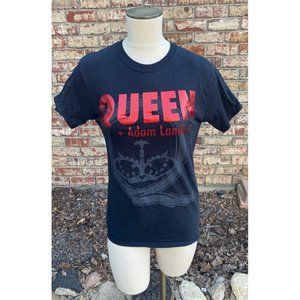 Queen Adam Lambert Shirt Small Unisex?  Black Short Sleeve Concert Red Foil EUC